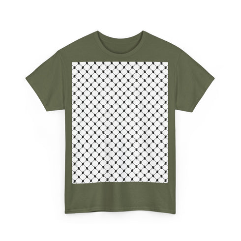 Keffiyeh Pattern Heavy Cotton Tee - Modern Mesh Design Streetwear T-Shirt